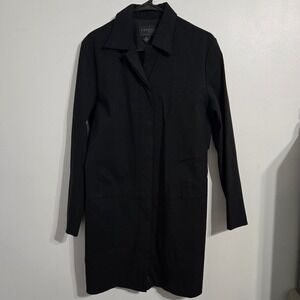 V#45‎ EXPRESS Black Stretch Long Button Front Trench Coat Women's Size M